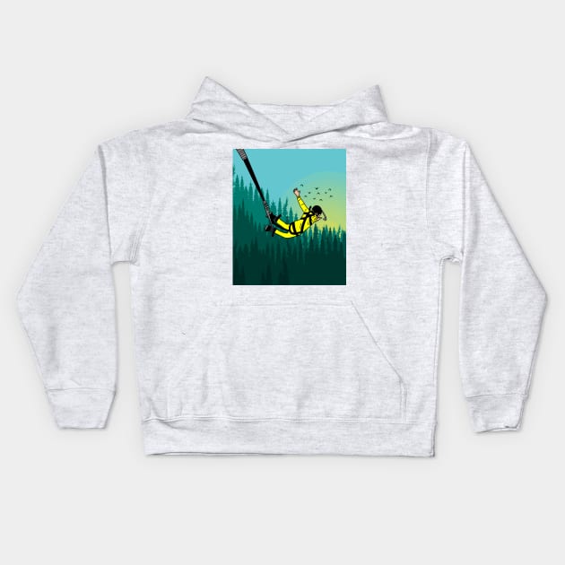 Bungee Jumping Jump To Freedom Kids Hoodie by flofin